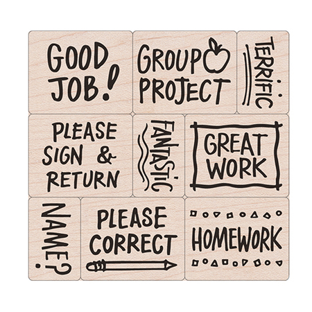 HERO ARTS Big n Little Notes From The Teacher Stamps, 9 Pieces LL251